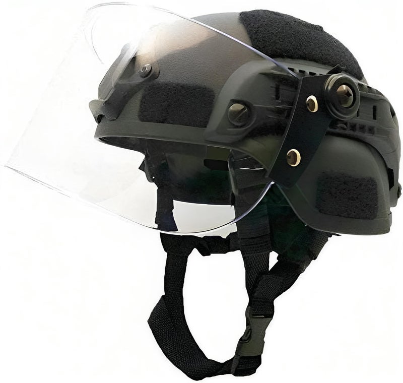 LEJUNJIE Tactical MICH 2000 Fast Helmet with Clear Riot Visor Face Shield Sliding Goggles for Airsoft Paintball CS War Games Outdoor Sports - Image 1